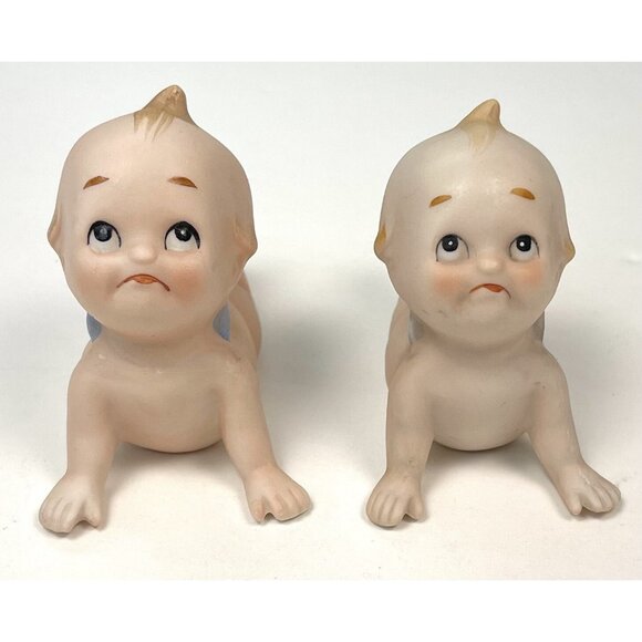 VTG Lot 4 Porcelain Bisque 3.5" KEWPIE Doll FIGURINES Sitting Crawling KW913 EUC - Picture 2 of 11